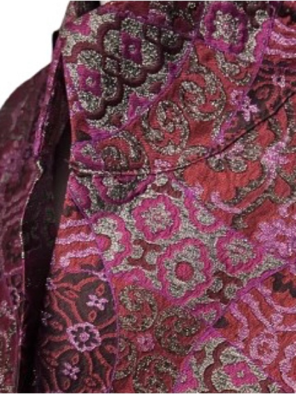 100% Silk CONNIE ROBERSON Jacket Tapestry Brocade Small Burgundy Designer - Picture 5 of 15